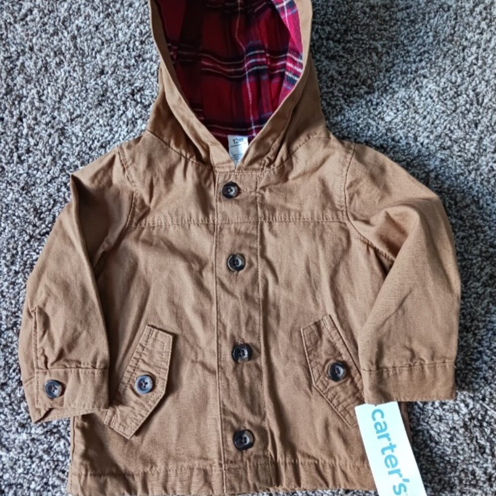 NWT Carter's Infant Kahki Hooded Jacket  12M